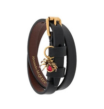 Alexander McQueen Leather Double-wrap Spider Skull Bracelet