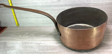 antique French Copper Pan  Large Rivets & Iron Handle tin lined 3.8Kg hammered
