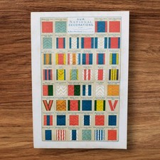 Antique 1881 National Military Ribbons Decorations Campaign Medals Lithograph