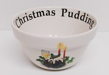 Pudding Cake Christmas Pudding Ceramic Decorated Baking Bowl Basin 35 oz 990ml