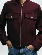 Zara Women's New Collection Soft Short Jacket Size XL Burgundy Colour (A4) 