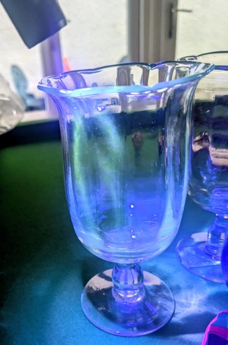 Pair uranium glass goblet - uranium,