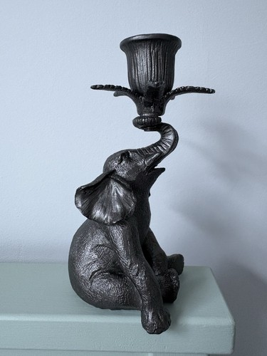 Elephant candle holder silver - holder,