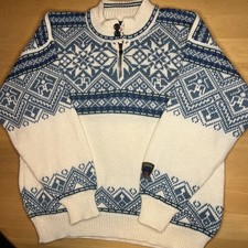Vintage Dale of Norway Mens Large New Wool Thunder Bay 1995 Nordic Pullover Zip