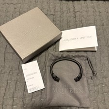 Alexander McQueen Black Skull Metal Cuff Bracelet  matte black Authentic