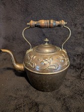ANTIQUE Beldray Brass and Copper Kettle with Wooden Handle