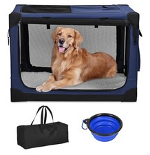Kidken Collapsible Dog Crate, Extra Large Dog Travel Crates 90 x 64 x64cm