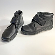 Hotter Daydream Black Leather Boots size 5.5 EXF Extra Wide Fit Touch Tape Faste