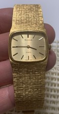 1982 VINTAGE BULOVA SWISS 7098 QUARTZ MEN'S Service Award Watch Gold Plated