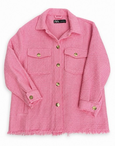 Zara pink tweed shacket jacket