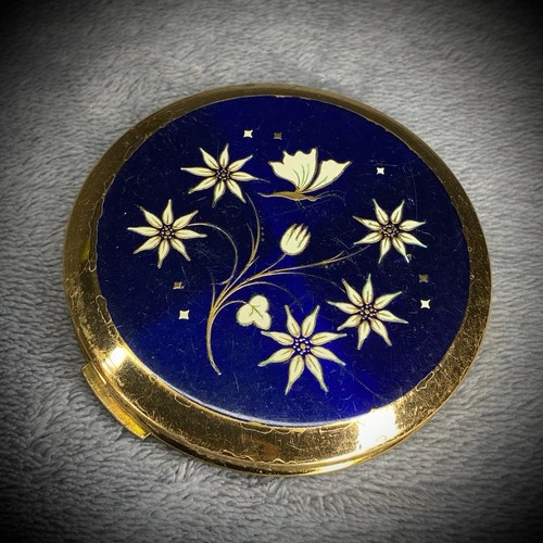 Enamel floral compact mirror - enamel,