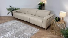 Sofology The Marvella 4 Seater Leather Recliner Sofa in Trusty Sheen Bone China