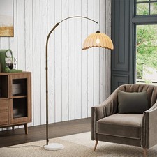 Retro Bamboo Arc Floor Lamp -