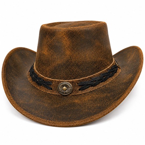 Genuine leather cowboy - leather, hat