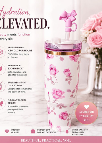 Floral pink rose - pink,