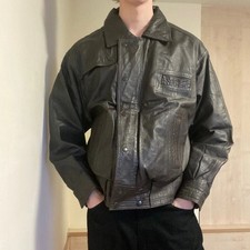 Brown vintage leather bomber