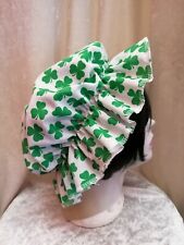 White & Green Shamrock Mop Cap Hat Fancy Dress Irish St Patrick's Day