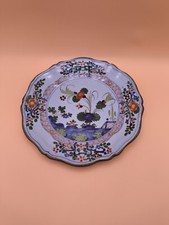 Vintage Majolica Garofano Blue Carnation Pottery Wall Plate Made in Italy VGC