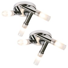 Set of 2 Modern Chrome & Glass