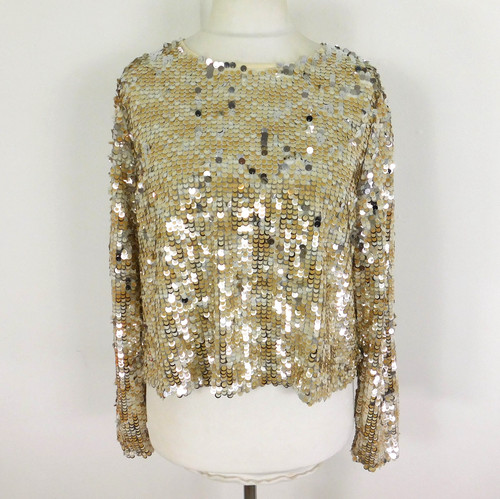 Zara gold silver sequin - gold, top