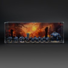 Large Display Case for Warhammer 40K Army with Background and Ultramarine Plaque