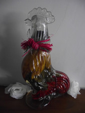 13" VINTAGE GLASS ROOSTER