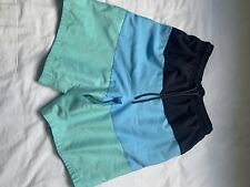 Men’s Tesco F&F Swimming Shorts Trunks Navy Turquoise stripe size S small