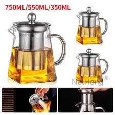350/550/750ml Heat Glass Resistant Teapot Jug Infuser Coffee Tea Leaf Herbal Pot