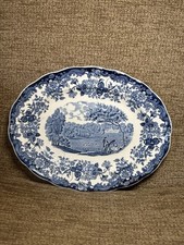 Royal Worcester Palissy Avon scenes Blue + white Platter