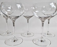 Set Large Cocktail Coupes Espresso Martini Champagne Glasses w/Silver Spiral x5