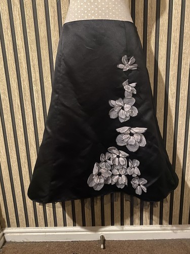 Debut black satin skirt - black,