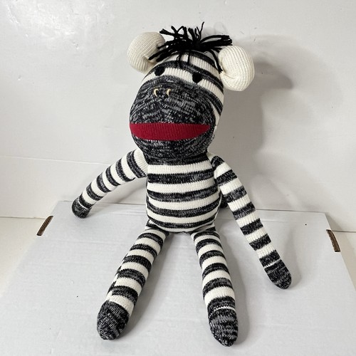 Vintage zebra sock monkey - zebra, 17"