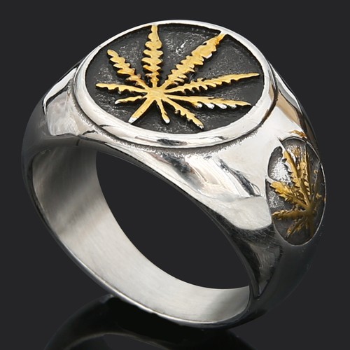 Men cannabis leaf titanium - men’s,