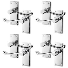 Polished Chrome Victorian Scroll Door Handles, 4 Pairs Internal Latch Handles