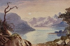 English School Original Antique Watercolour Painting Ullswater Cumbria Landscape