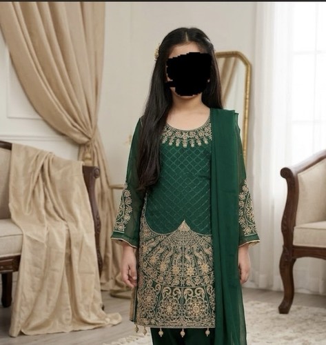 Girls green embroidered - girls',