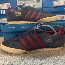 Size UK 9 Adidas Bamba Blue/Red Suede Trainers 2014 Originals Vintage Retro