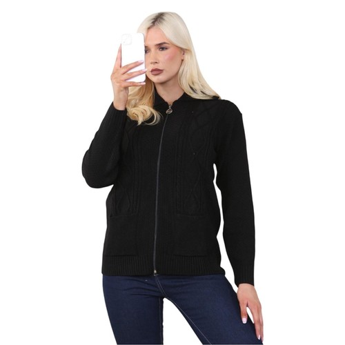 Ladies cable knit zipper with - ladies,