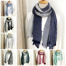 Cotton Linen Men's Scarf Winter Striped Tassel Scarf Men Male Accessories Warm