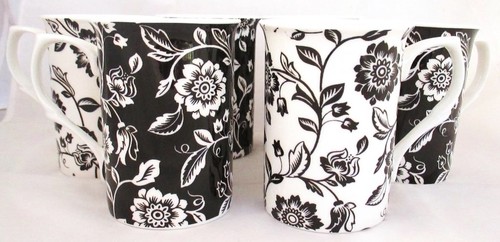 Verona black white mugs set - white,