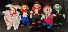 6 x vintage collectors 7 inch clowns. ceramic face hands and feet poseable