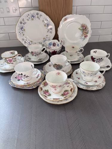 Vintage mismatched bone china - vintage,