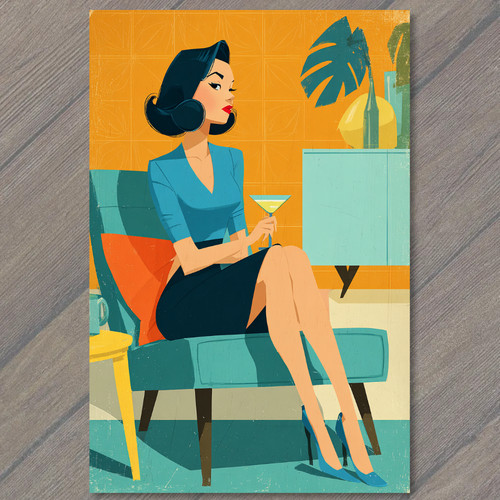 Sticker mid century - sticker,