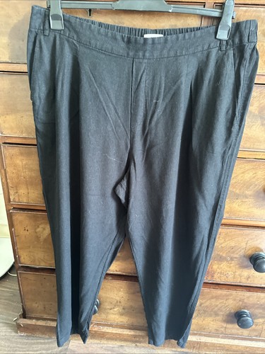 Black linen mix tapered - black,