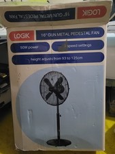 Logik L16PFGM17 16" Pedestal Fan - Gun Metal