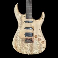 AXL Badwater SRO HSS Distressed Electric Guitar in Cracked White