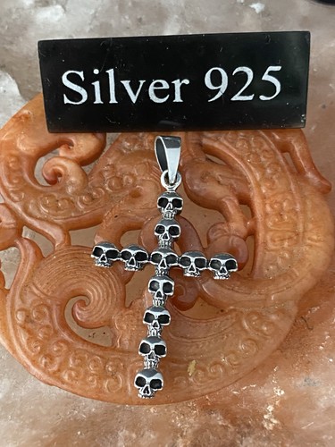 Solid silver skull cross - skull,