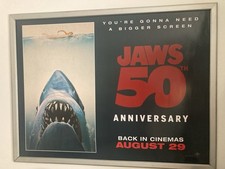 JAWS 50th Anniversary Original UK Quad Cinema Poster Rare