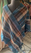 Yorkshire Blankets Blue Checked Poncho/Wrap/Shawl