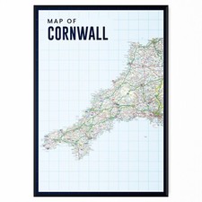 Map Of Cornwall Wall Poster